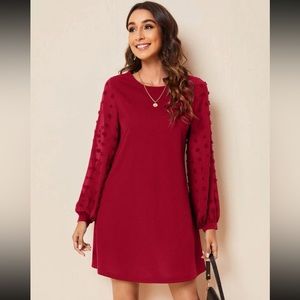 EMERY ROSE Swiss Dot Red Dress